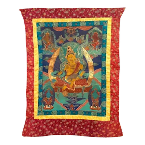 Mid 20th Century Tibetan God of Fortune Jambhala Thangka