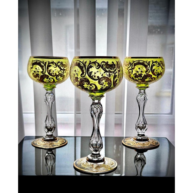 Antique Gilded Crystal Roemer Wine Glasses, 1890s, Set of 6 For Sale - Image 16 of 18