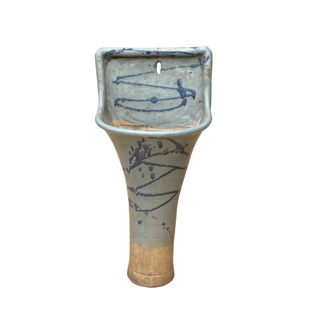 Vintage Distressed Ceramic Wall Hanging Vase Flower Planter For Sale - Image 9 of 9