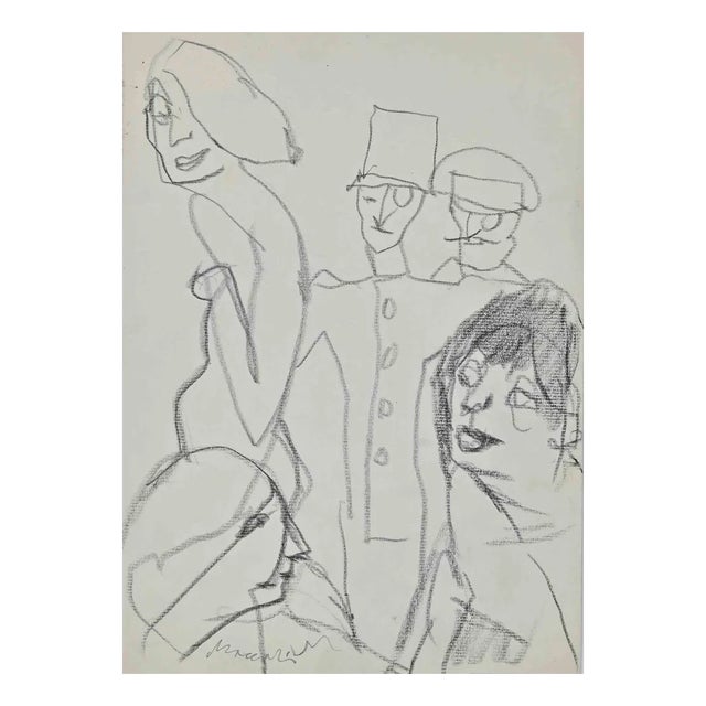 Mino Maccari, Admiration, Original Drawing, 1980 For Sale