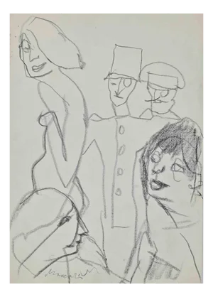 Mino Maccari, Admiration, Original Drawing, 1980