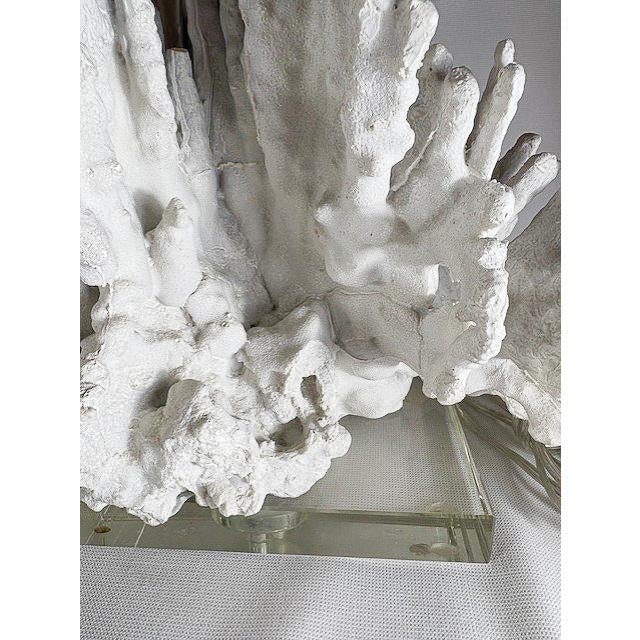 Regina Andrew Faux Coral Lamp With Gray Linen Shade For Sale - Image 4 of 4
