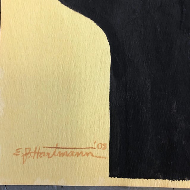 Original painting on yellow paper signed bottom left 12.5 x 19 unframed