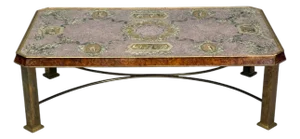 Italian Modern, Bronze, Burlwood, Monumental Coffee Table, Italy, 1940s
