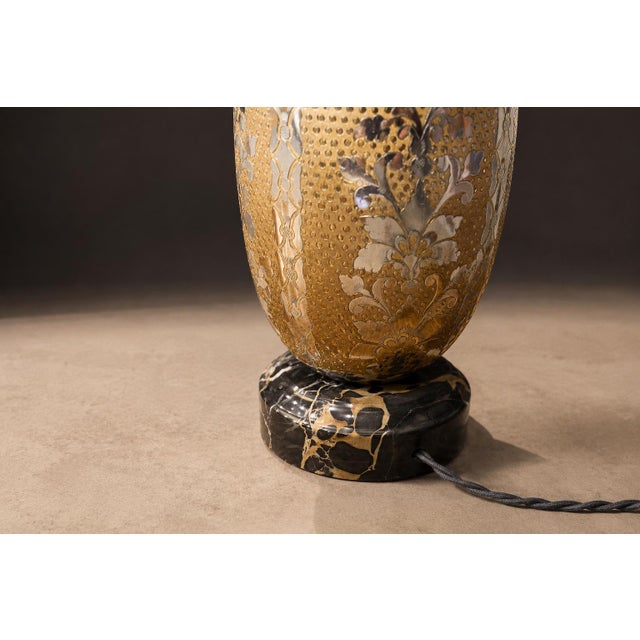 1930s Art Nouveau Table Lamps in Metal, Brass and Marble - a Pair For Sale - Image 13 of 16