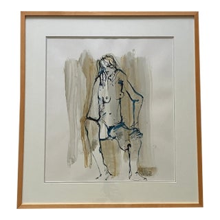 Gino Hollander Original, One-of-a-Kind Mixed-Media on Paper Painting, Signed and Framed For Sale