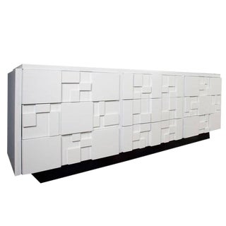 Lacquered Brutalist Credenza by Lane Furniture For Sale