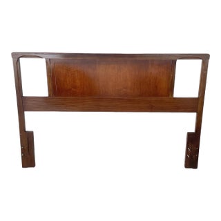 Mid-Century Modern Walnut Headboard, Full/Queen, Sculptural Cutouts For Sale