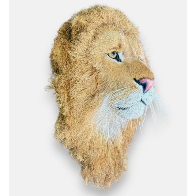 Textile Anne Andersson, Lions Head Big Game Trophy Natural Sisal Fiber Sculpture Lion Anne Andersson Art, 2009 For Sale - Image 7 of 12