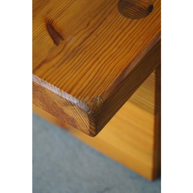 Brown Swedish Modern Square Solid Pine Coffee Table attributed to Sven Larsson, Brutalist, 1970s For Sale - Image 8 of 11