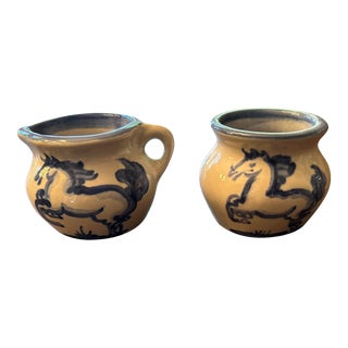 1970s. Hadley Pottery Mini Sugar & Creamer- 2 Pieces For Sale