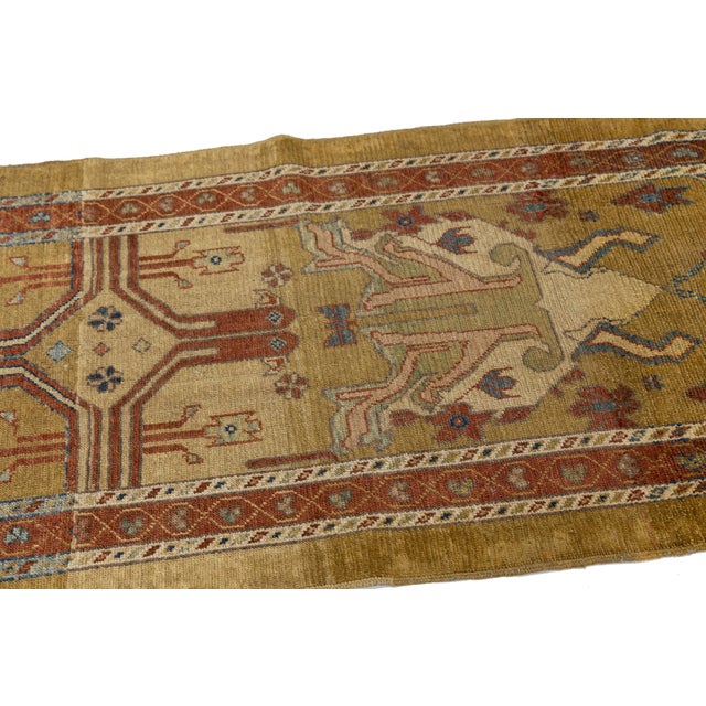 Vintage Persian Bakshaish Handmade Brown Wool Runner With Tribal Design For Sale In New York - Image 6 of 9