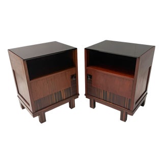 Dutch Art Deco Walnut Nightstands by Max Coini, 1920s, Set of 2 For Sale