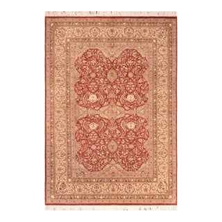 Art Nouveau Style Floral 1990's Pak-Persian Rust/Beige Wool Rug - 6'0'' X 9'3'' For Sale