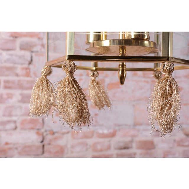 Art Deco Chandelier in Brass and Glass, Sweden, 1940s For Sale - Image 4 of 10