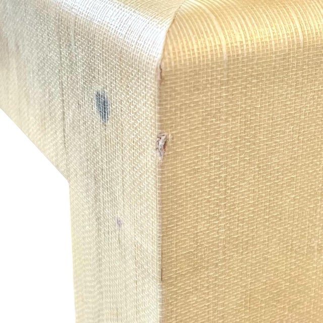 Textile Vintage Pale Yellow Grasscloth Cocktail Table in the Style of Springer For Sale - Image 7 of 7