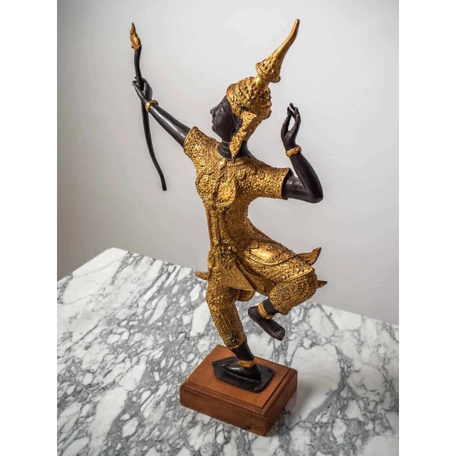 Golden Statuette of Thai Dancer For Sale - Image 4 of 11