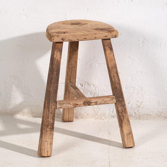 Brown Antique Asian Stool in Elm, 1900s For Sale - Image 8 of 8