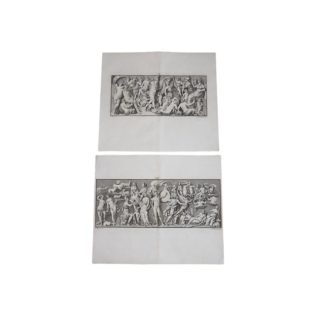Antique 18th C. Copperplate Engravings - Ancient Roman Friezes - Large Folio Size - a Pair For Sale