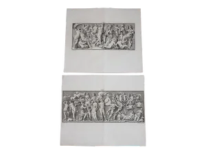 Antique 18th C. Copperplate Engravings - Ancient Roman Friezes - Large Folio Size - a Pair