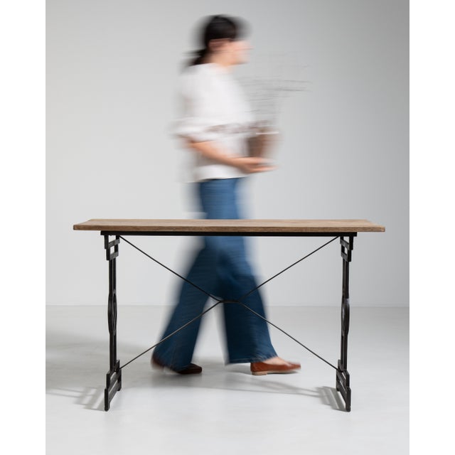 Cast Iron Bistro Table with Oak Top, Antique, France, 20th Century For Sale - Image 13 of 18