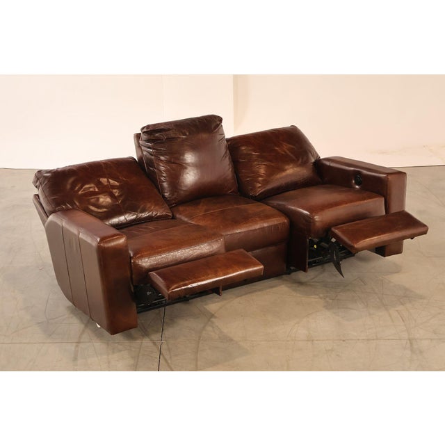 Metal Soft Line Pair of 'Energia' Leather Power Reclining Sofas For Sale - Image 7 of 18