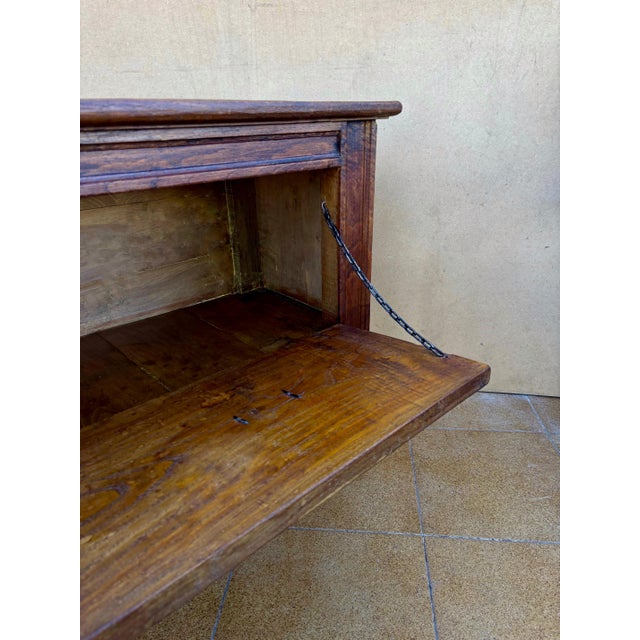 Spanish Rustic Chestnut Drop-Front Storage Chest, Early 20th Century For Sale - Image 11 of 11