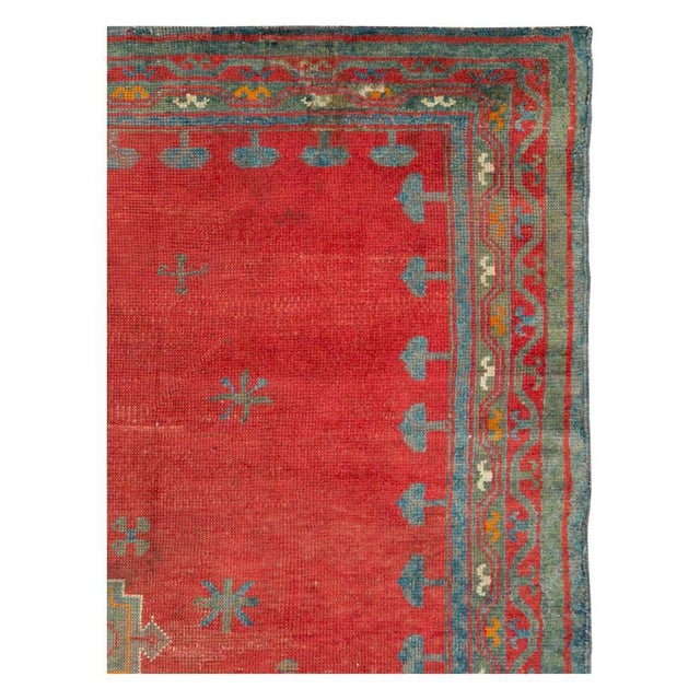 Galerie Shabab Collection Early 20th Century Handmade Turkish Oushak Gallery Rug in Red For Sale - Image 4 of 10