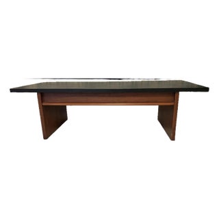 Mid Century Modern Black Faux Slate Coffee Table For Sale