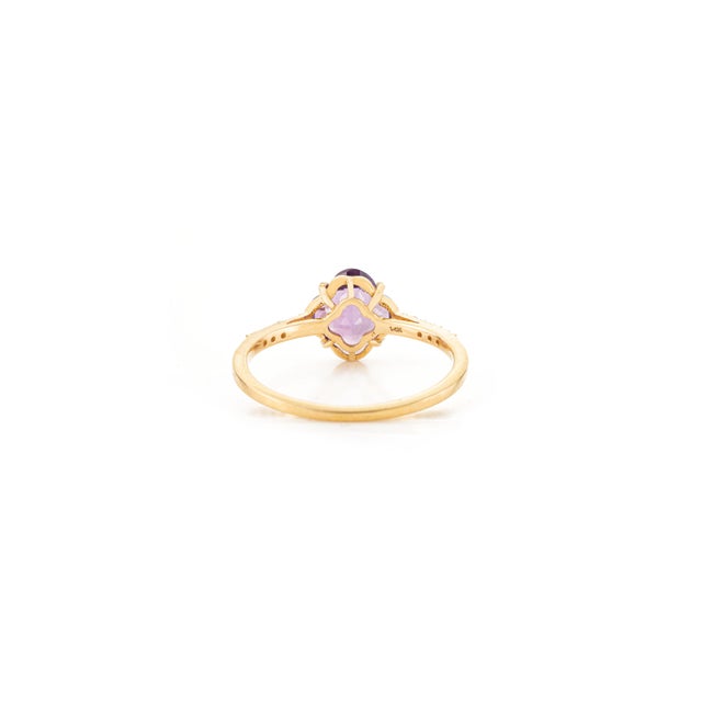 VRJewels 14k Yellow Gold Clover Amethyst Diamond Cocktail Ring Size 4 For Sale - Image 9 of 16