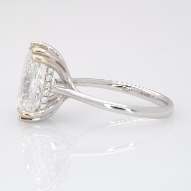 Silver 5Ct Lab Diamond Ring With Sapphire Accent and Lab Diamonds Halo: Solid 14k Gold, Size 6.75 For Sale - Image 8 of 9