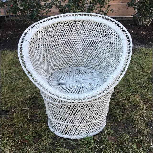 Vintage Mid to Late 20th Century Wicker Barrel Chairs and Round Table, Child Sized, Set of 3 For Sale - Image 4 of 8