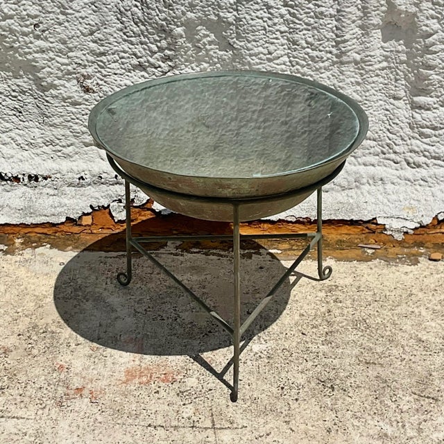Metal Vintage Boho Patinated Collectors Drum Table For Sale - Image 7 of 12