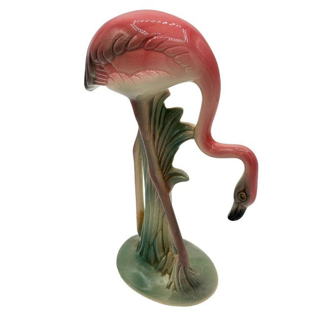 1950s Mid-Century Matching Pink Flamingo Ceramic Tabletop Vase Set by Brad Keeler, A Pair For Sale In Los Angeles - Image 6 of 14