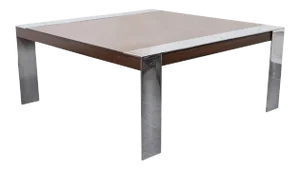 1960s Walnut and Chromed Steel Coffee Table Attributed to Milo Baughman