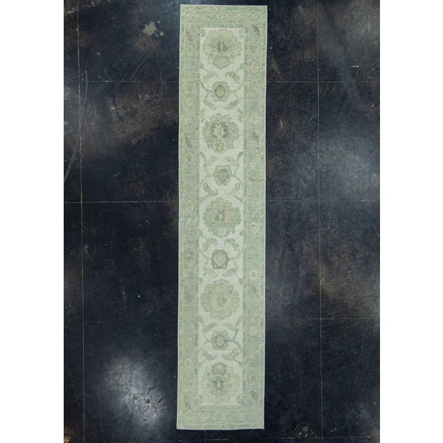 Green Turkish Oushak Rug 2'2" x 10'7" #19341 For Sale - Image 8 of 8