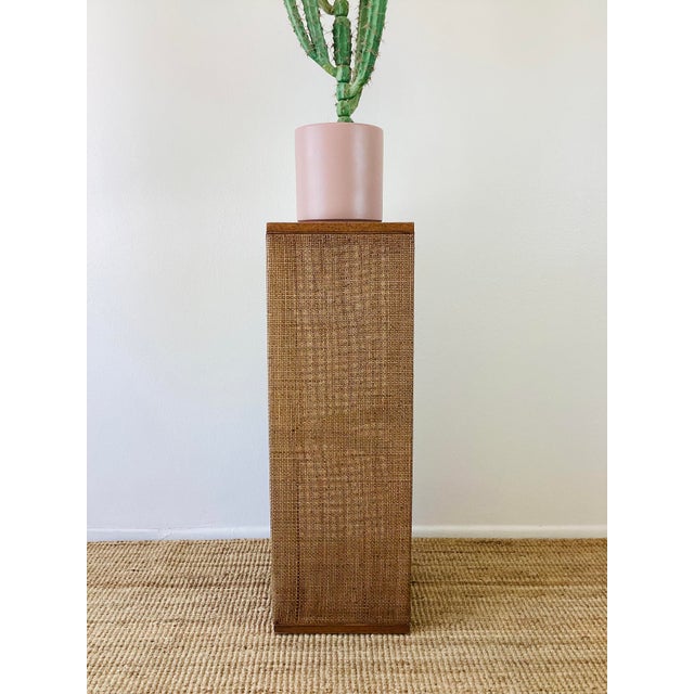 McGuire Vintage 1970s Woven Rattan / Reed Tall Art Pedestal For Sale - Image 4 of 12