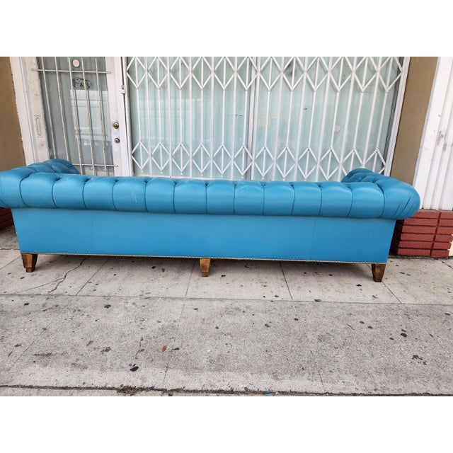 American 1960's Blue Chesterfield Sofa For Sale - Image 3 of 12