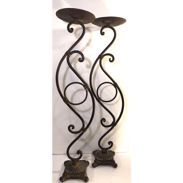 Rustic Southwestern Traditional Metal Bronze Finish Scrolling Tall