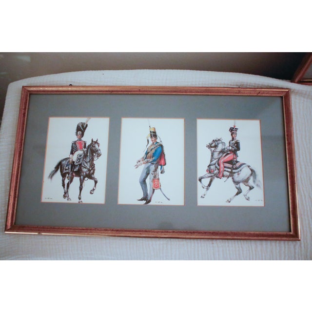 French Provincial Set of Nine Framed Vintage Wolfgang Tritt Lithographs Depicting 18th C. Military Uniforms For Sale - Image 3 of 16
