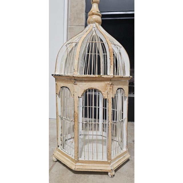 Late 20th Century Gorgeous Vintage Wire and Wood Hand-Crafted Birdcage For Sale - Image 5 of 8