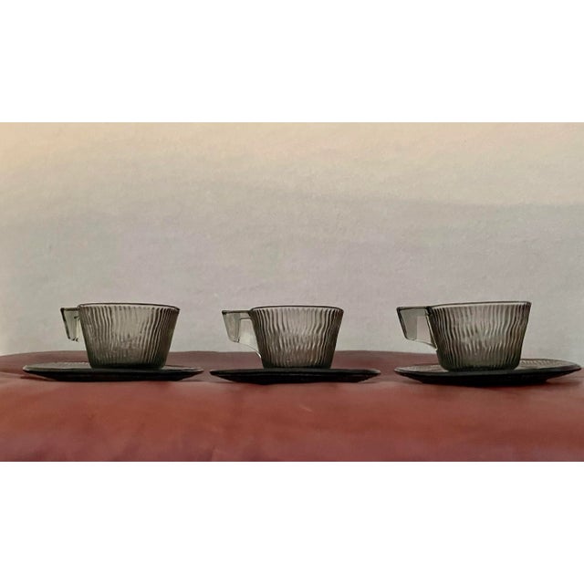 Modern Vintage Grey Textured Expresso Mugs Set- 6 Pieces For Sale - Image 3 of 8