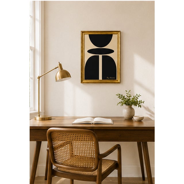 Original acrylic painting by Bryan Boomershine on canvas board featuring a bold modernist composition of organic black...