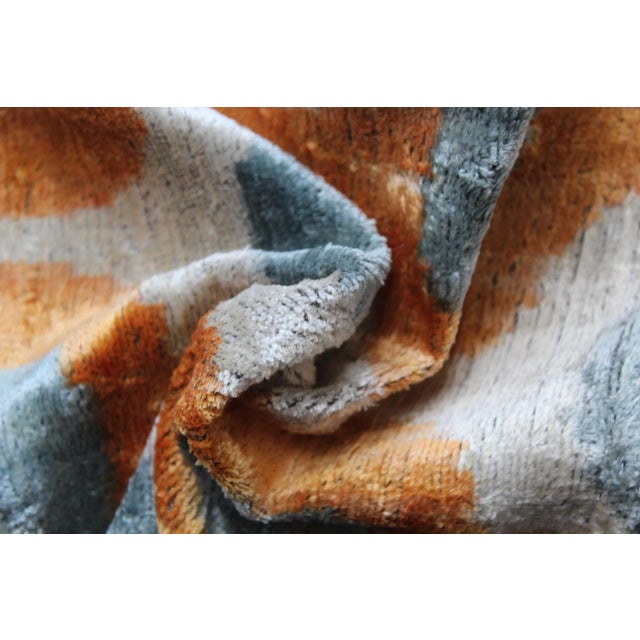 Goldenrod Contemporary Decorative Accent Handmade Ikat Pillow For Sale - Image 8 of 10