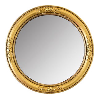 English 19th Century Round Gilt Convex Mirror For Sale