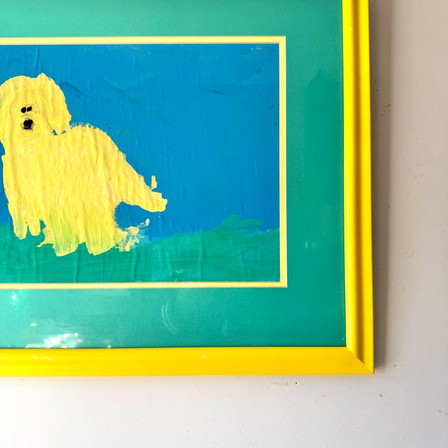 Postmodern 1990s Yellow Dog Painting For Sale - Image 3 of 5