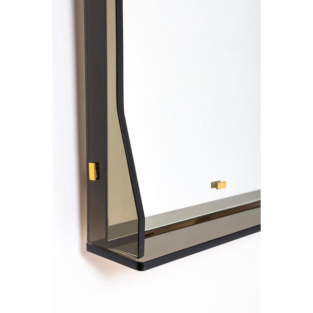 Mirror with Grey-Green Glass Frame in the style of Fontana Arte, 1960s For Sale - Image 6 of 10