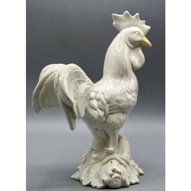 Ceramic Italian Blanc De Chine Rooster Figurine For Sale - Image 7 of 12