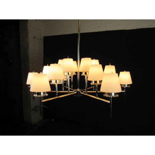 Stunning Massive 18-Bulb Frosted Glass Chandelier For Sale - Image 10 of 11