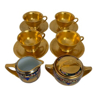 Pickard Gold Porcelain Tea Service Combined With Rean-Signed Creamer and Sugar - 10 PCS For Sale